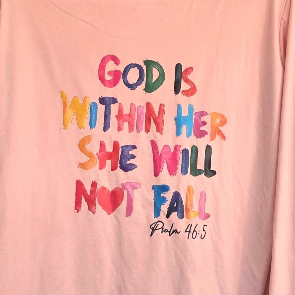 Youth Long Sleeve Graphic T Shirt God Is Within Her Psalm 46 5 Pink 16Y